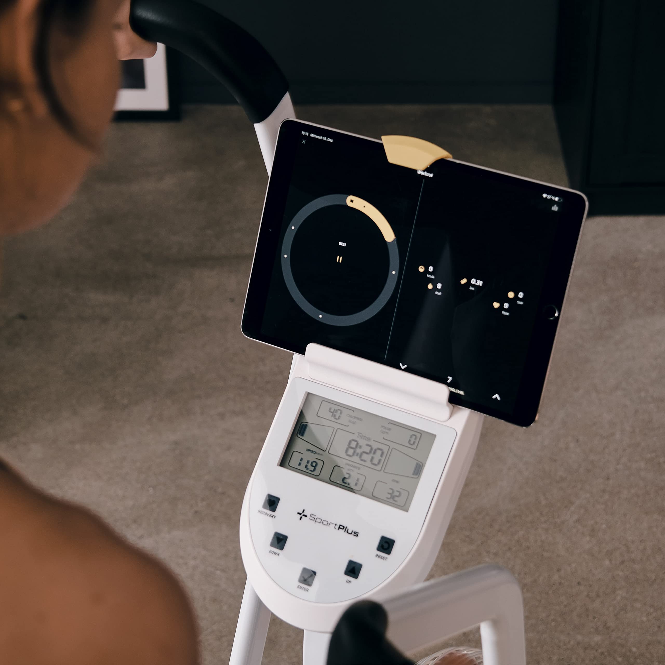 SportPlus, professionale Air Bike con resistenza all'aria e compatibilità con l'app, per HIIT, computer di allenamento intelligente, portata fino a 135 kg