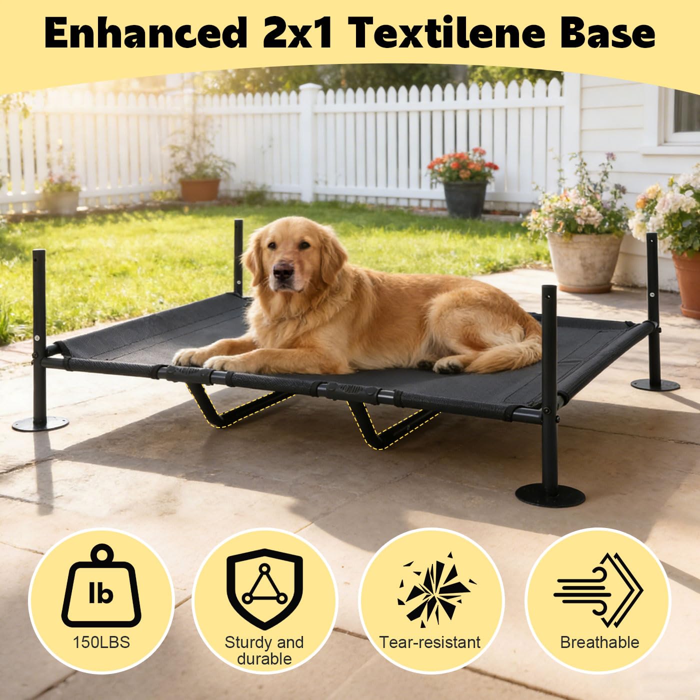 Hundehütte Outdoor mit Hundebett, 100 x 87 x 106 cm, Sonnengeschützte Hundehütte für Kleine bis Große Hunde und Katzen, Wasserdichtes Hundezelt mit Abnehmbarer Tür, für Camping, Garten, Dunkelgrau