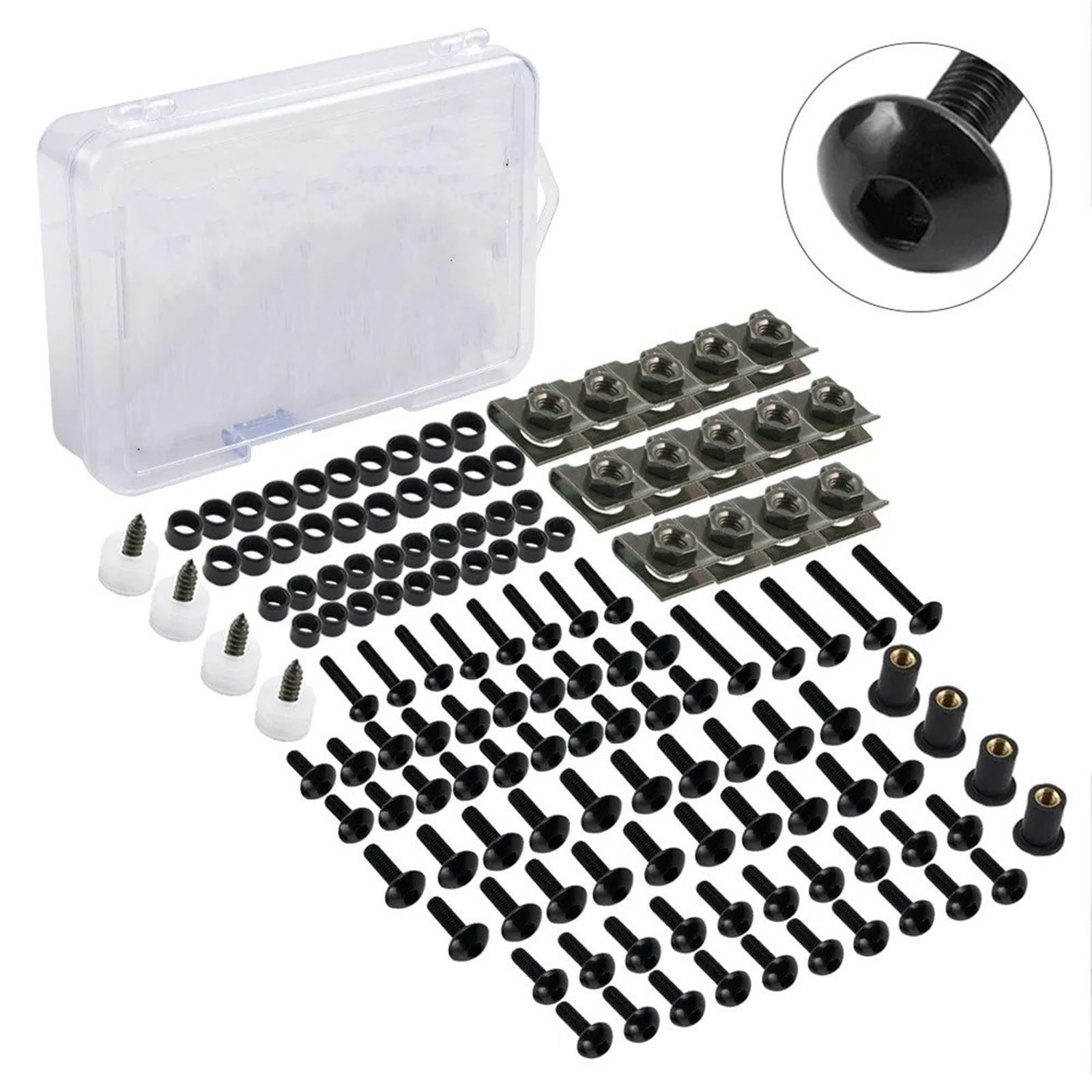 Kit Di Bulloni Carene Moto Da 177 Pezzi Per Per CBR650R Viti Per Parabrezza M5 M6, Dadi A Gabbia, Chiave, Elementi Fissaggio Assortiti Assortimento Viti Carrozzeria(Argento)