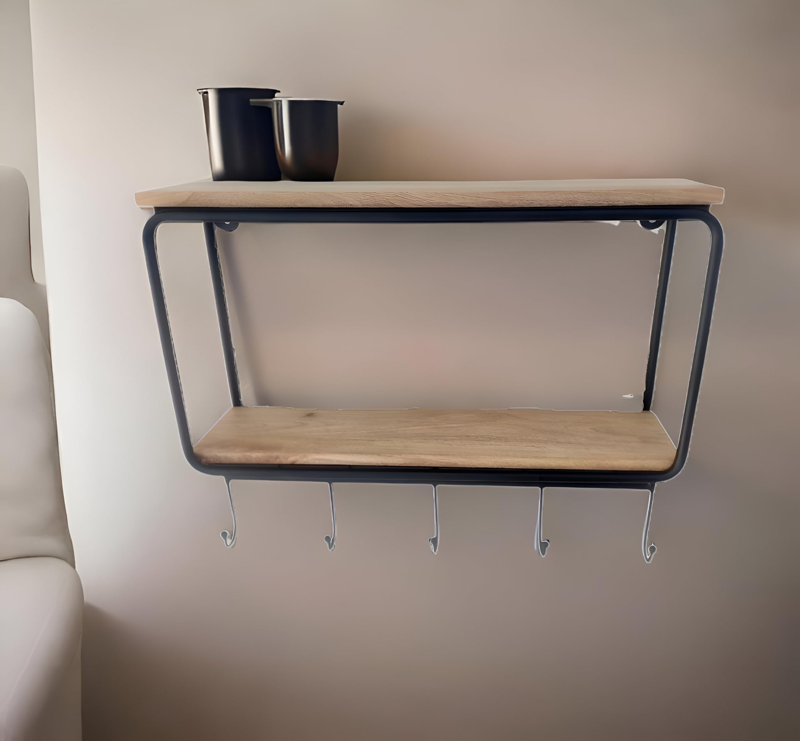 MIS Handicraft Two-Tier Kitchen Shelf, Black, 23.75" X 7.25" X 19" 3