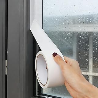 Jinsion Fensterdichtband Innen Selbstklebend, 50 mm x 30 m Wohnwagen Dichtband Weiß Dach Reparaturband Butylband Winddicht Türdichtungsstreifen für Glasfugen, Türen, Abdichten