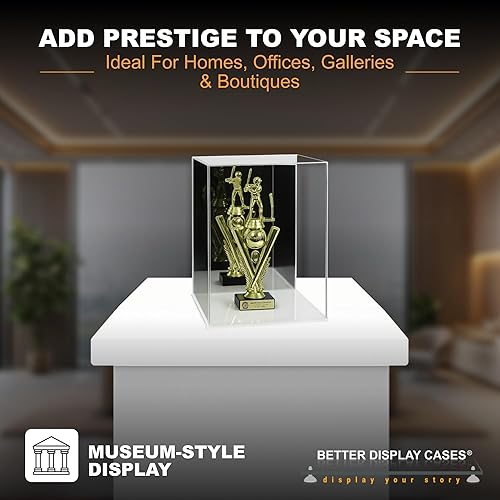 Vista 468 de Better Display Cases Versátil vitrina de acrílico transparente - Caja rectangular grande con base blanca 18" x 12" x 3" (BK09)