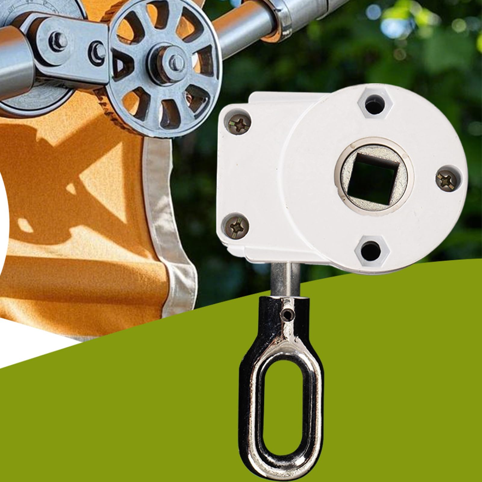 Manual de equipo de toldo para toldos – Engranaje manual de tornillo sin fin | Engranajes de manivela de caja de cambios | Soporte inalámbrico | Piezas resistentes | Persianas portátiles para