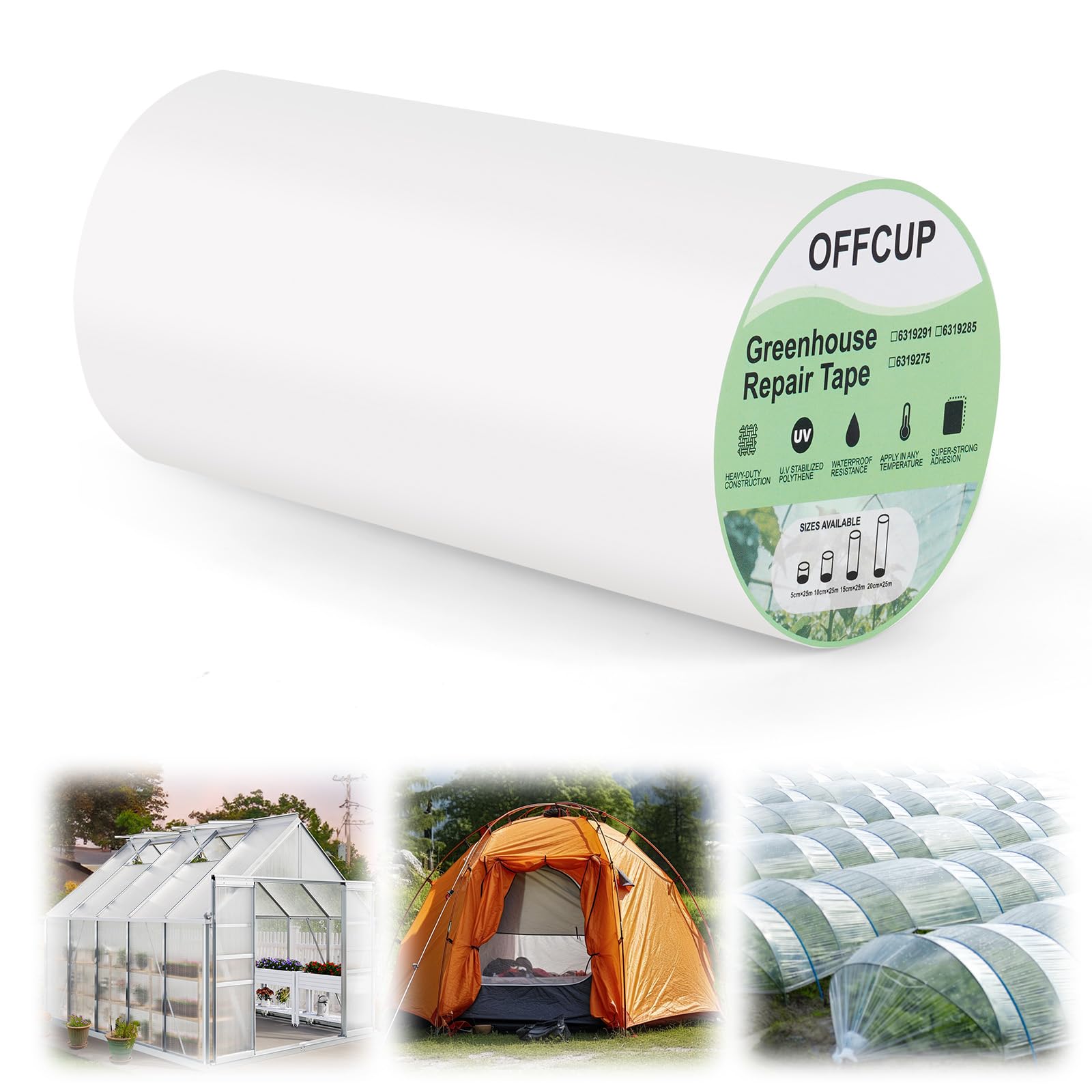 OFFCUP 15cm x 25m Greenhouse Repair Tape, Clear Polythene UV Resistant Plastic Sheeting, Polytunnel Greenhouse Clear Polythene Repair Tape for Polytunnel Greenhouse Cover Film Seaming Sealing