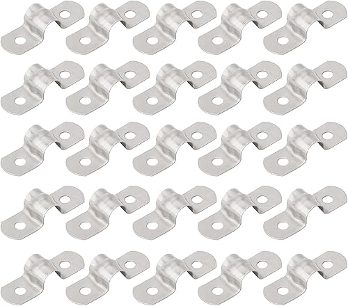 Miniatura 8 de ISPINNER 25pcs M50 Correa de tubo rígido de acero inoxidable para manguera de 2 pulgadas OD, 2 agujeros Cable U Soporte Abrazadera Percha Tubo