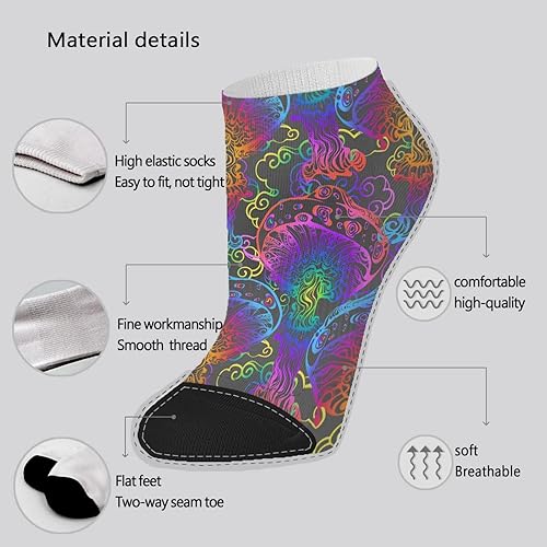 Miniatura 6 de devor Womens No Show Socks Invisible Sock Womens Invisible Sock Humor Cute Mushrooms Funny Mushrooms Magic Mushrooms Plant Forest Cotton Sock for