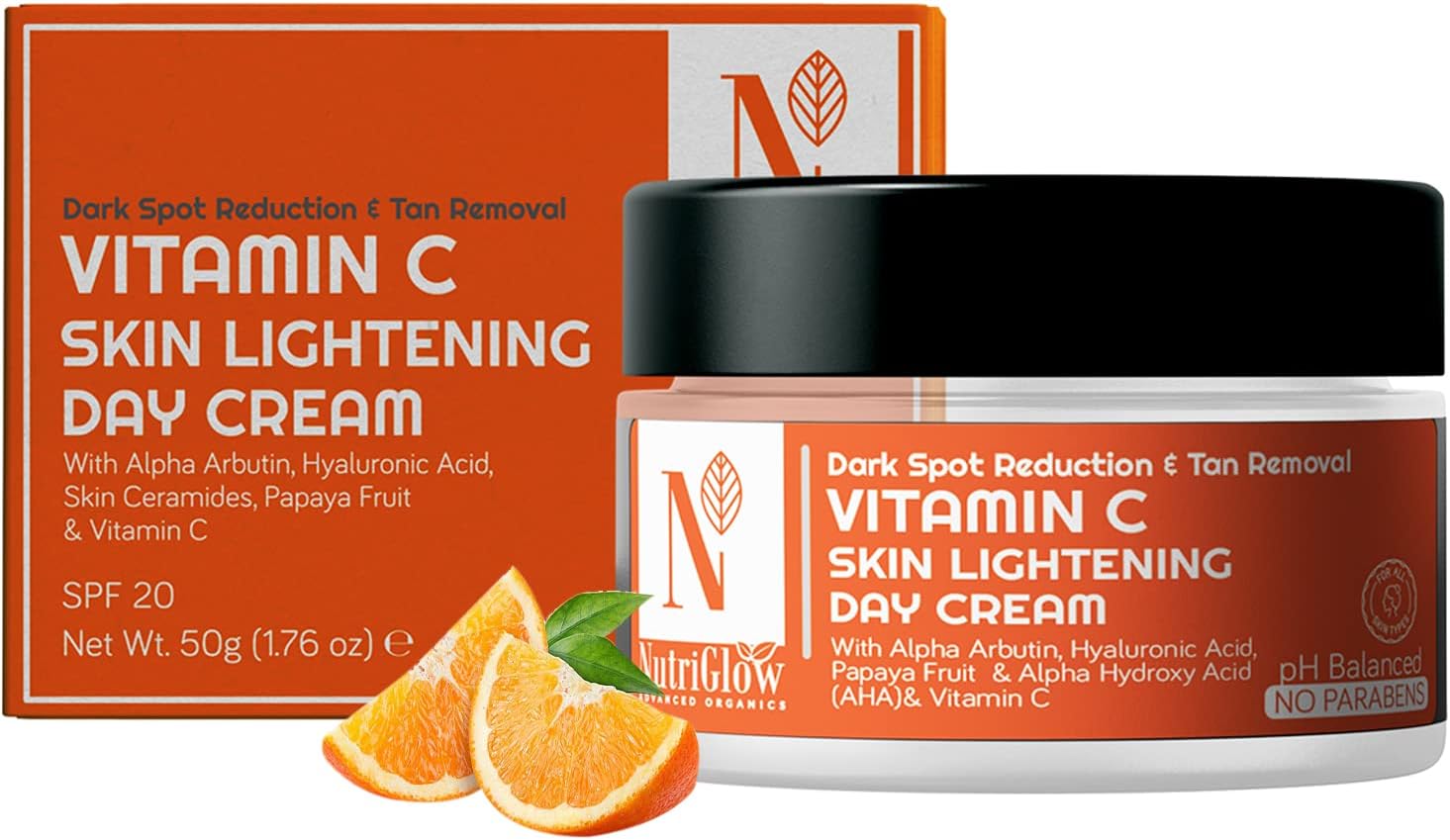 Advanced Organics Vitamin C Skin Lightening Day Cream for Dark Spot Reduction & Tan Removal – All Skin Types – 50G