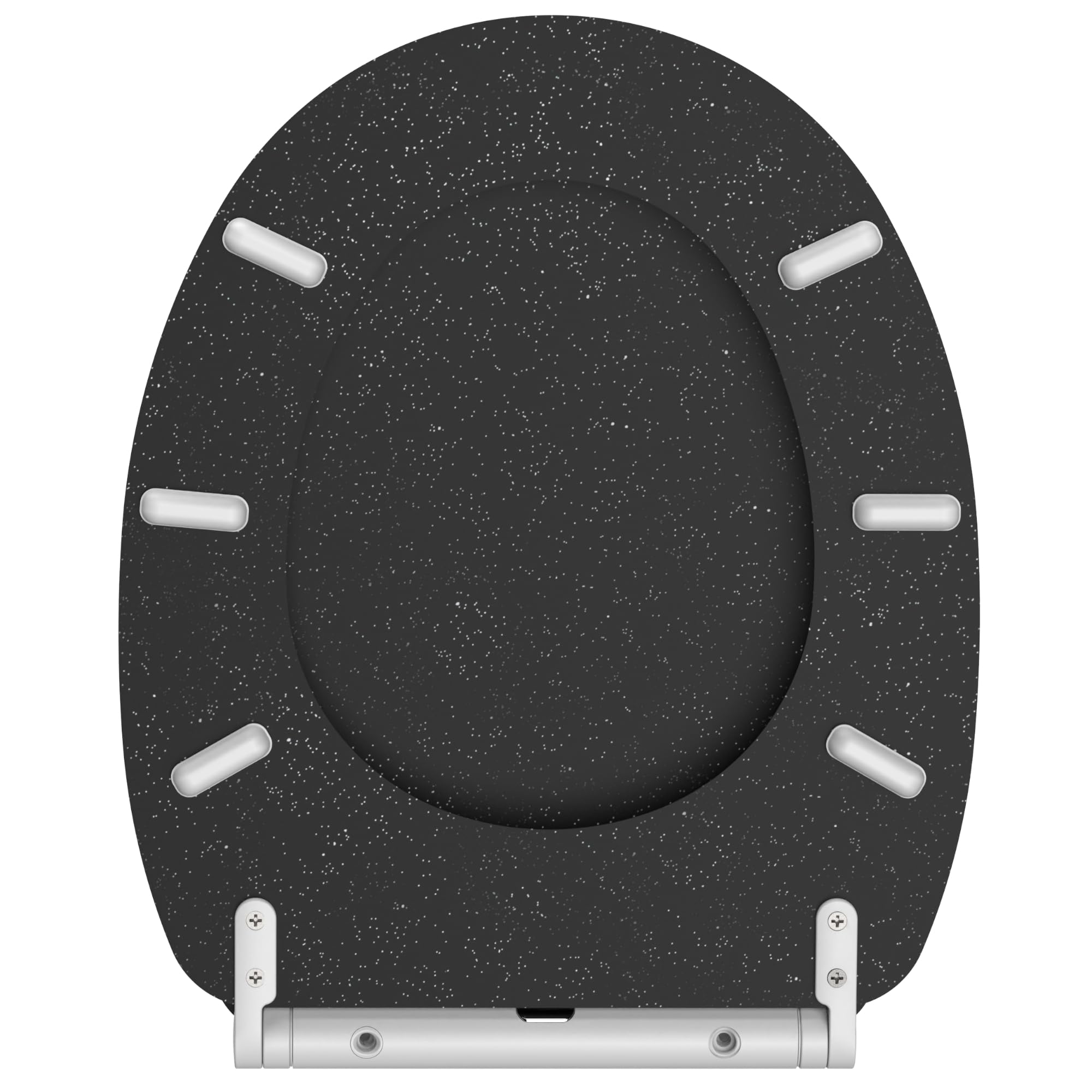 Sanilo Sedile WC con chiusura ammortizzata e sgancio rapido, il coperchio del WC può essere rimosso con la semplice pressione di un pulsante, facile montaggio dall'alto (Nero scintillante)