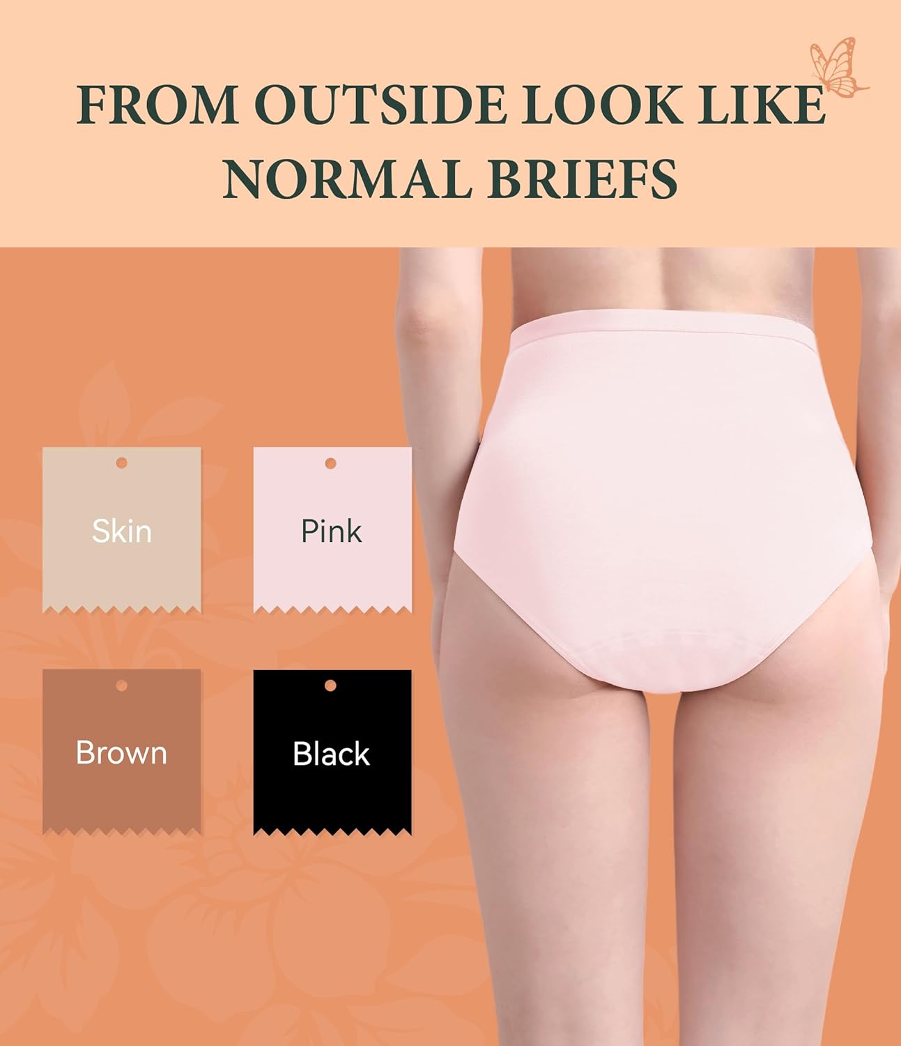 Urinary Incontinence Postpartum Underwear for Women Washable Leak Proof Odor Control 56ml Absorbency Brief 1 Pack (Pink, XL) - Image 7