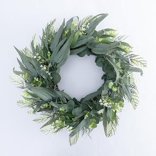 Seasons 22 inch Eucalyptus Wreath for Front Door, Artificial Spring & Summer Wreath with Greenery Leaf for Farmhouse, Wall, Window or Wedding Home Decor (Green)
