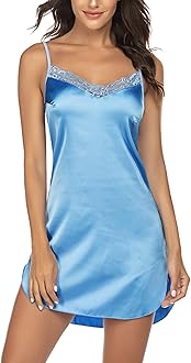 Avidlove Women's Nightwear Sexy Satin Sleepwear Lace Chemises Mini Full Slip
