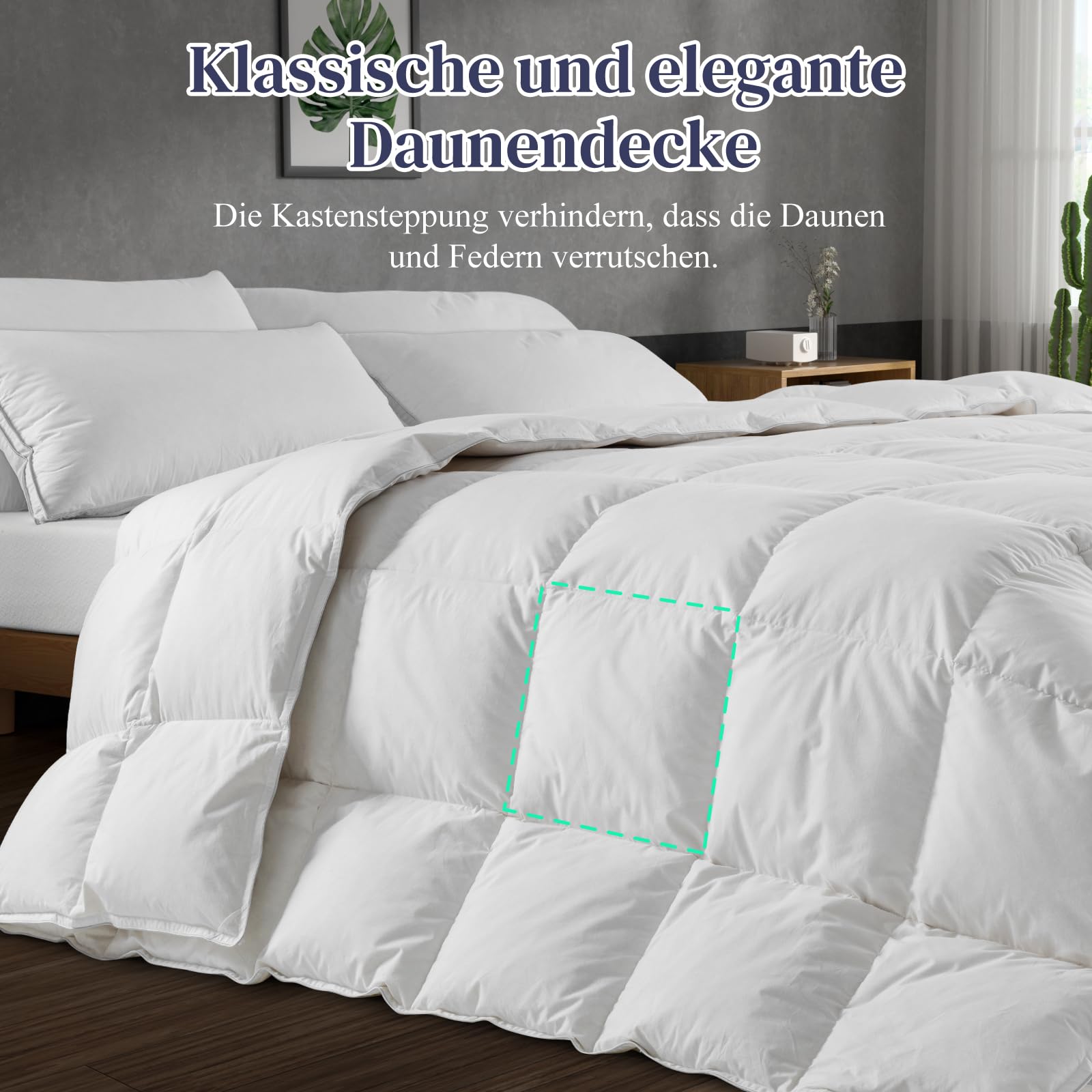 BedStory Daunendecke 135x200, Ganzjahres Bettdecke mit 1215g Daunen und Federn Füllung, 100% Bauwolle Daunendecke 450gsm, Oeko-TEX und RDS Zertifiziert
