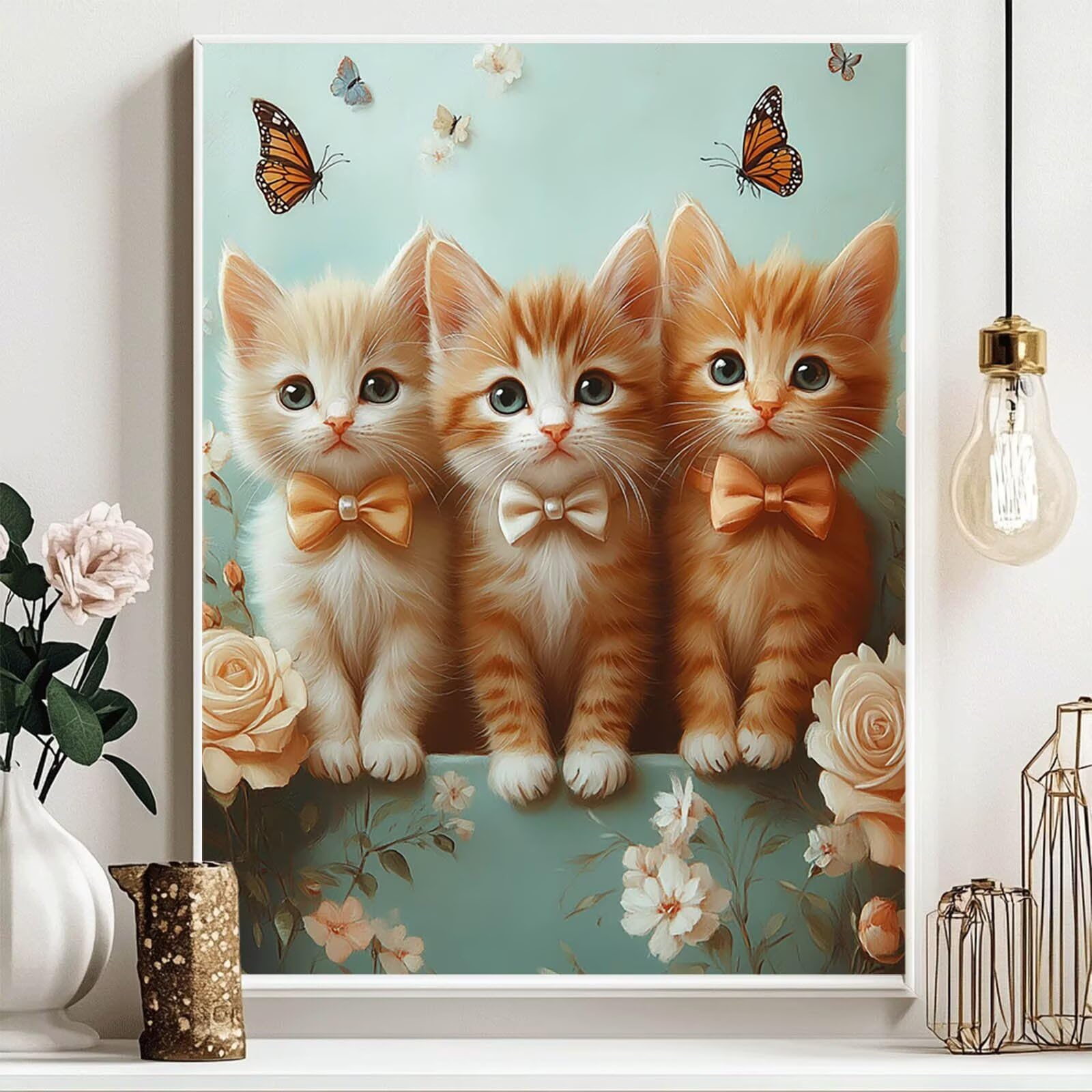 5D DIY diamentowy obraz motyl zestaw do malowania diamentami dla dorosłych i dzieci pełny kot diamentowy obraz krzyż Embroidery łatwy dla początkujących, sztuka kryształowa dekoracja ścienna, prezent