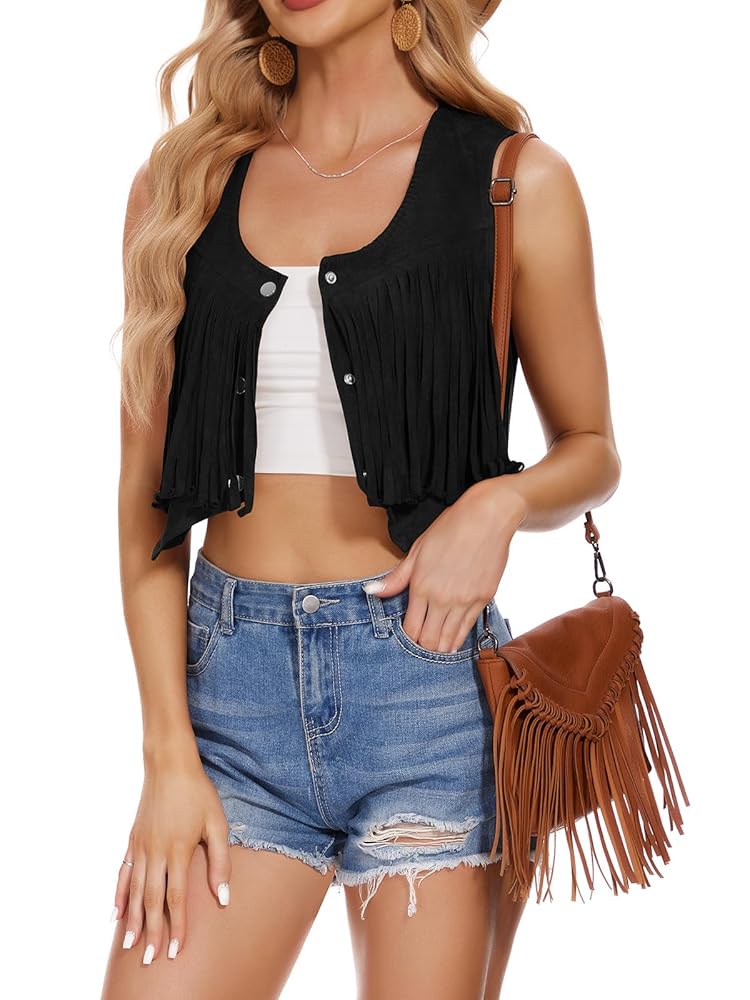 Amazon.com: WUDODO Women's Suede Fringe Trim Tassel