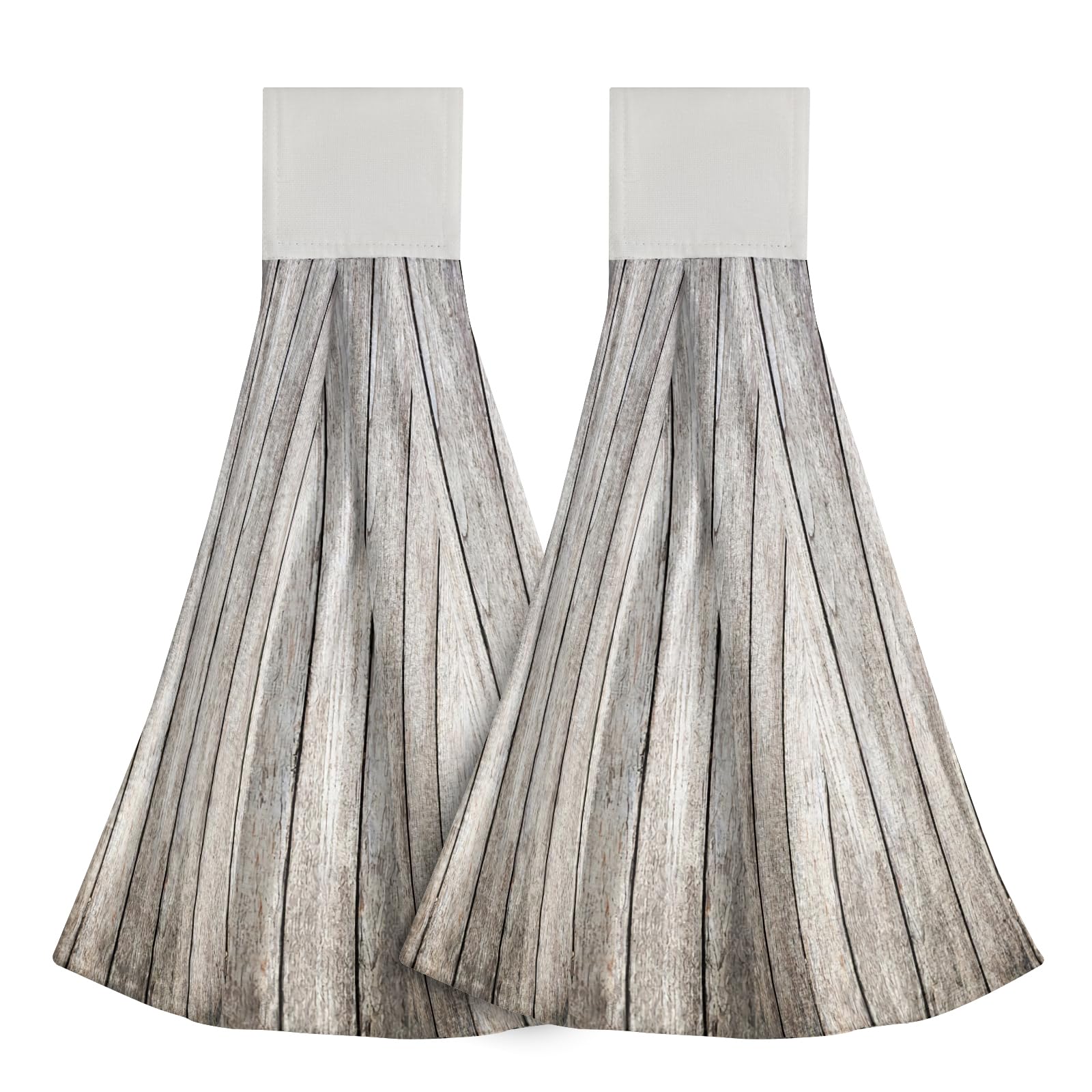 Giwawa Rustic Wood Kitchen Hand Towels Set of 2 Vintage Board Absorbent Fast Drying Dishcloth Hanging Tie Towels for Bathroom Holiday Home Decor