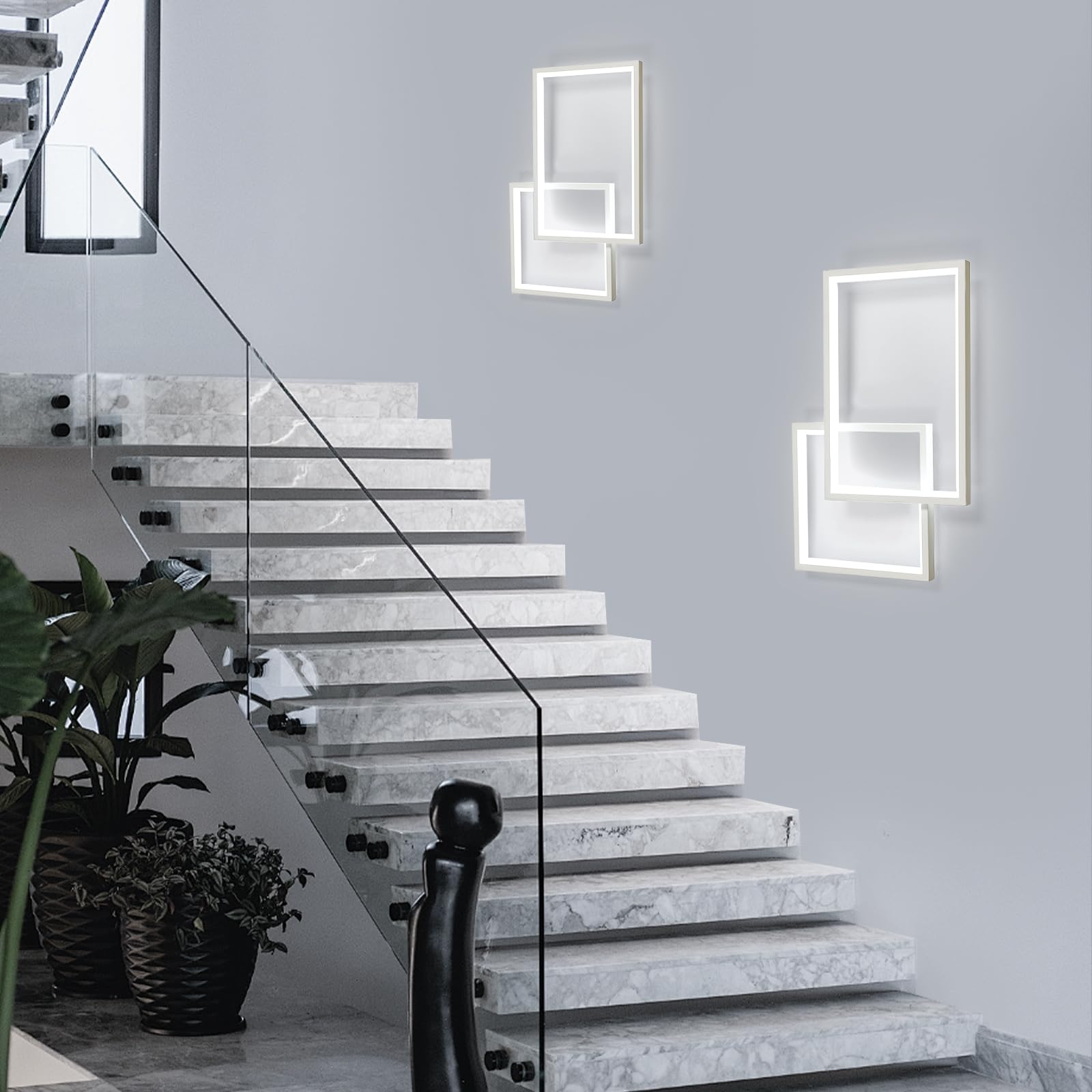 41CM Applique da Parete Interno LED 34W Lampada da Parete 6500K | 34W 3825LM Moderno Bianco Lampada a Muro in Alluminio per Camera da Letto Soggiorno Scale Corridoio, Bianco Freddo 6500K