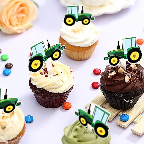 Miniatura 8 de BESTOYARD Juego de 42 adornos para cupcakes temáticos de construcción, decoración de tartas de excavadora para fiestas temáticas de construcción,