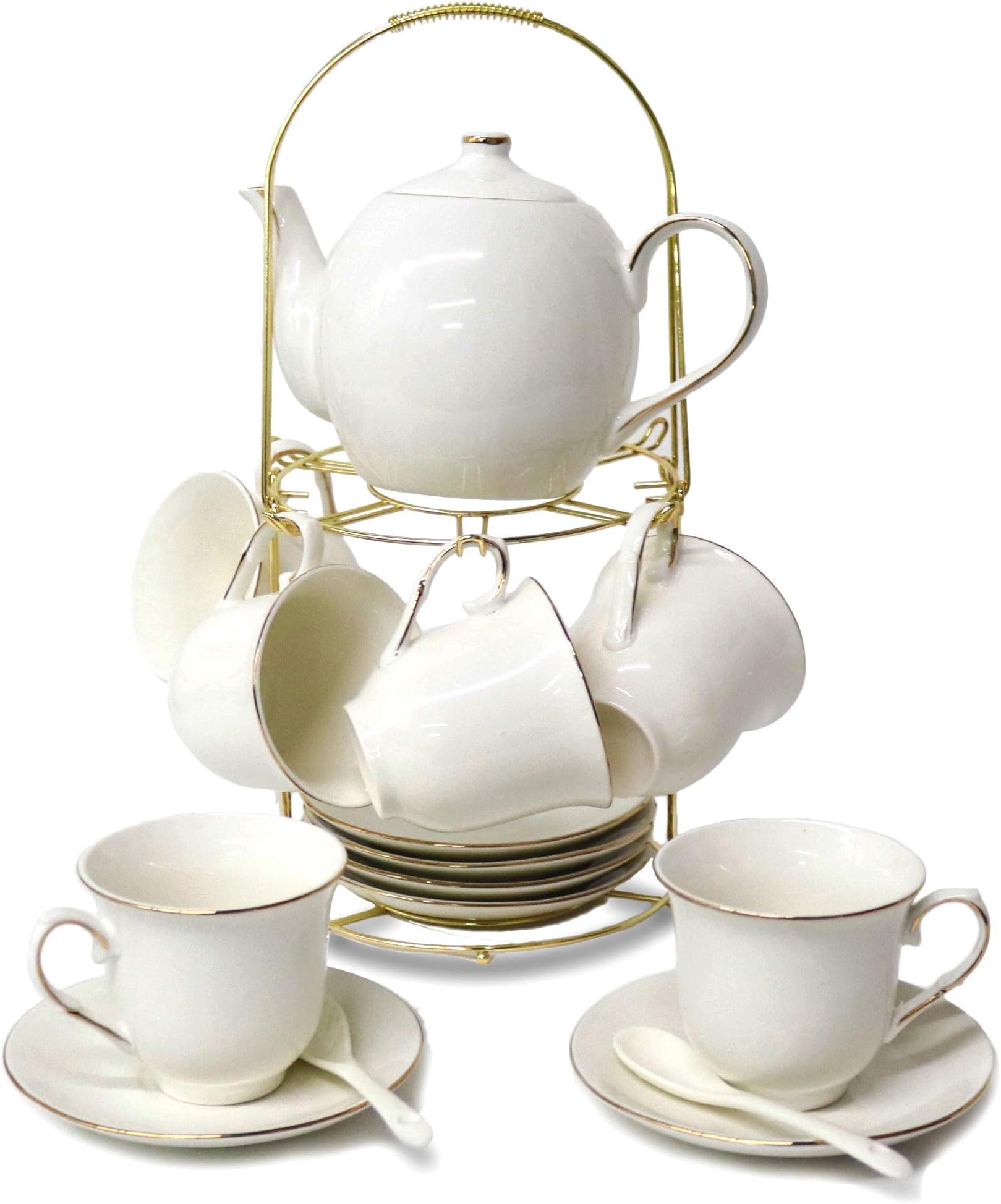 RUXINGGU Coffee Set Tea,Tea Set Afternoon Tea Piece Ceramic Coffee Set Afternoon Tea Coffee Tea Coffee Set,700ML/Pot, 160ML/Cup.