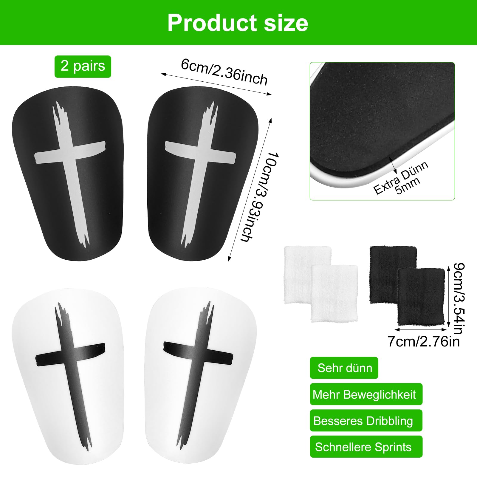 Mini ochraniacze piszczeli, piłka nożna, dla dzieci, lekkie ochraniacze piszczeli EVA, małe, 10 x 6 cm, z twardą skorupą PU i opaskami przeciwpotowymi gratis, ergonomiczna ochrona dla chłopców i