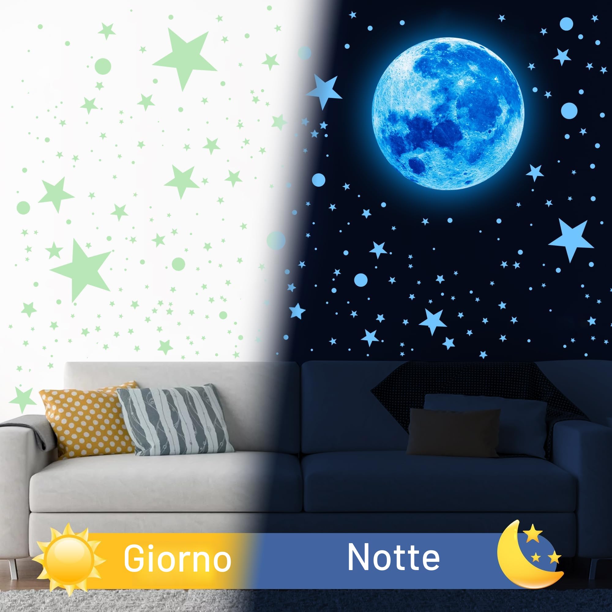 Adesivi Murali Stelle Fluorescenti 512 Pezzi Decorazione per Cameretta
