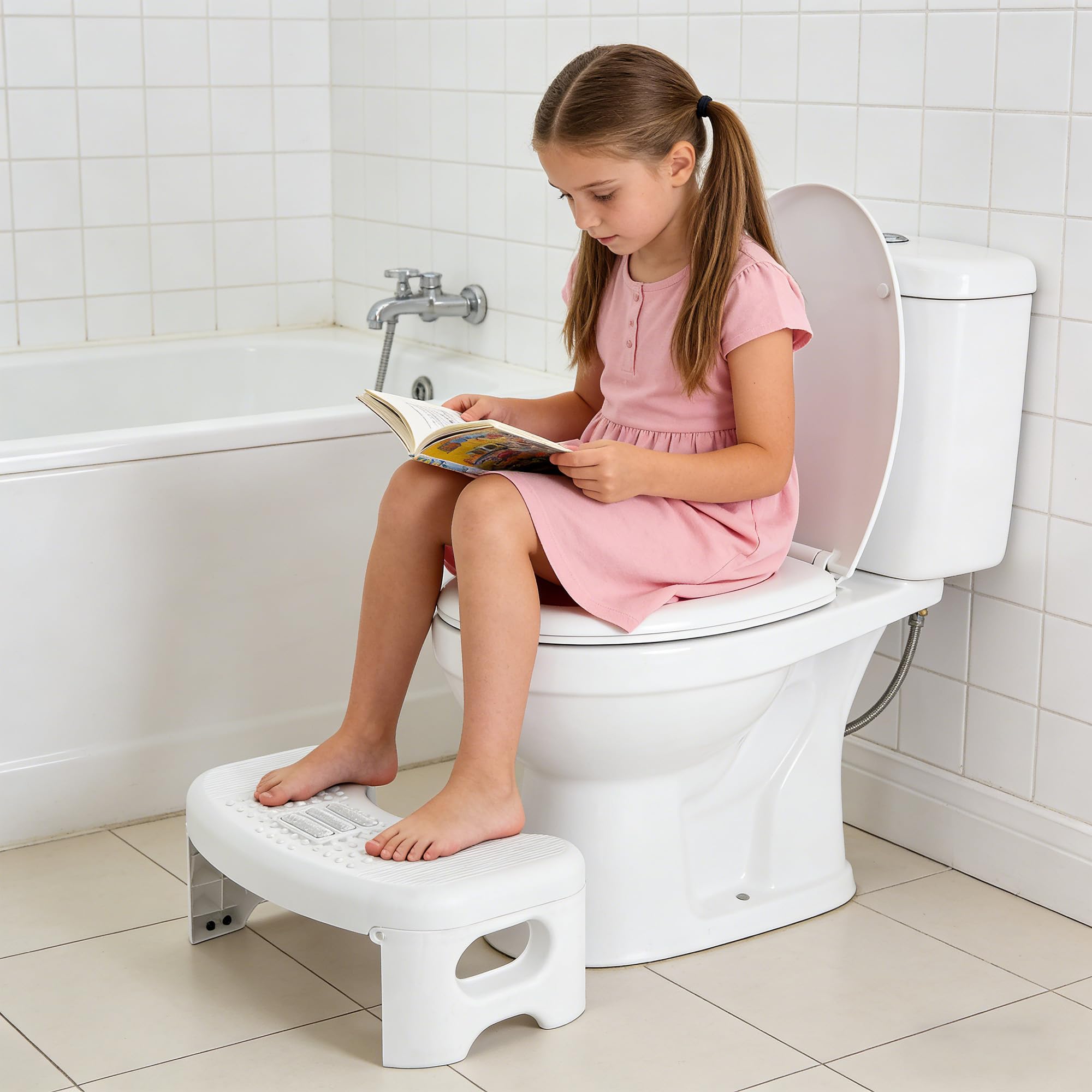 Sgabello pieghevole per WC, antiscivolo, robusto, leggero, anti costipazione, naturale e confortevole, sgabello per bambini e adulti, KZDMTD-001