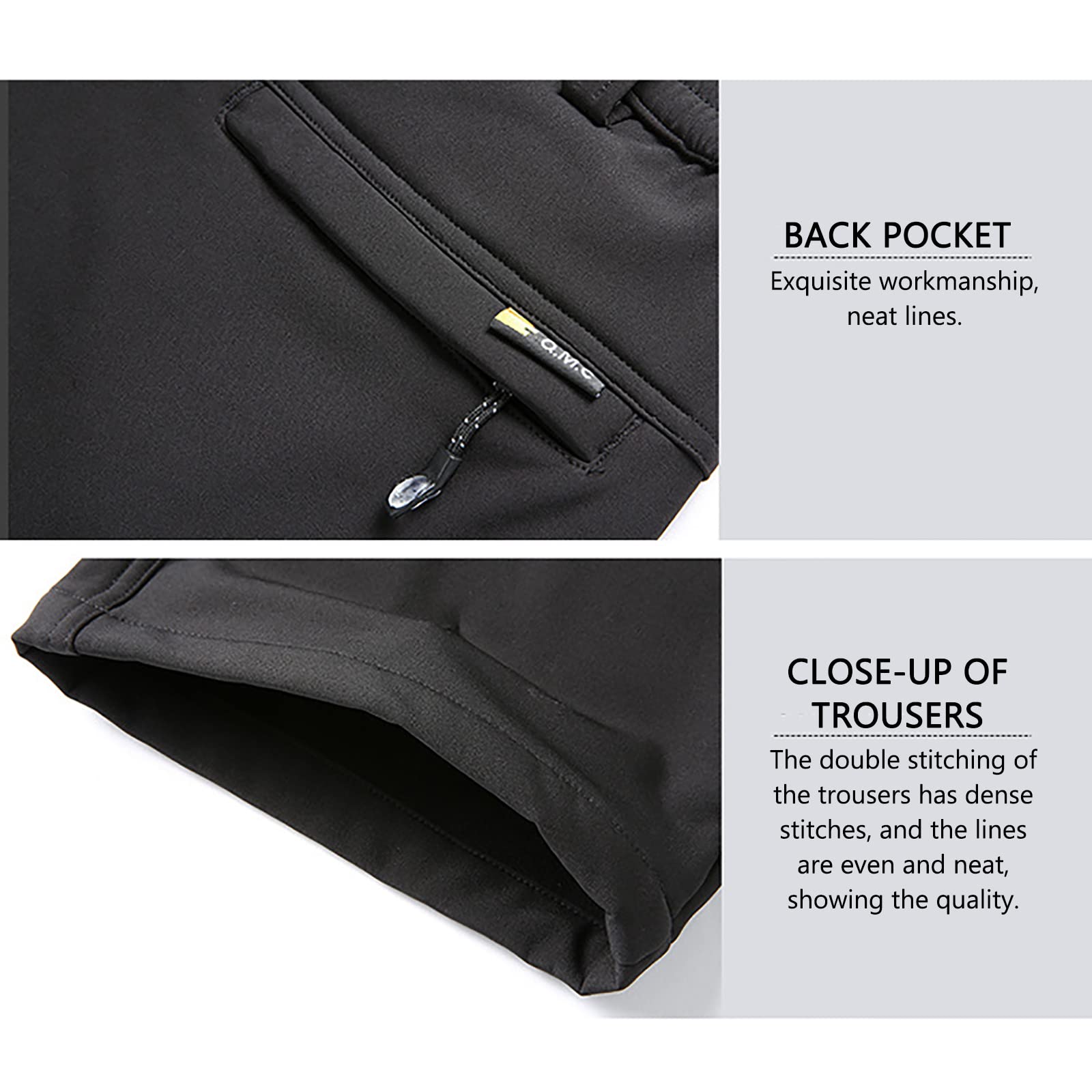Songyi Pantaloni Trekking Uomo Invernali Impermeabile Pantaloni da Sci Neve Arrampicata Escursionismo Caldo Pantaloni Softshell(Size:XXL,Color:Nero)