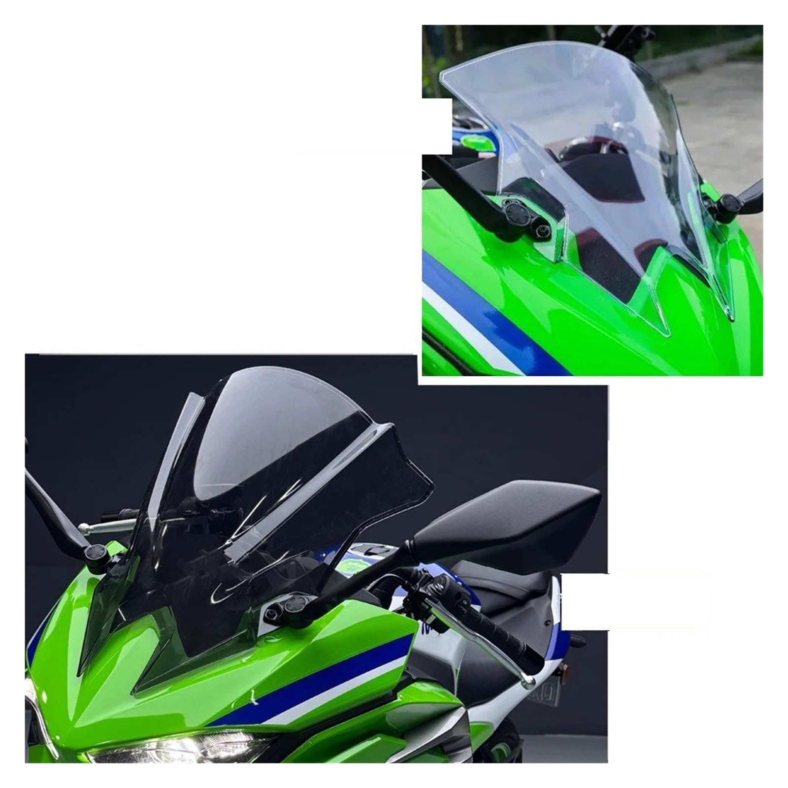Parabrezza Moto Per NINJA500 SE 2024 Deflettori Antivento Per Parabrezza Anteriore Moto Parabrezza Moto Spoiler(Black)