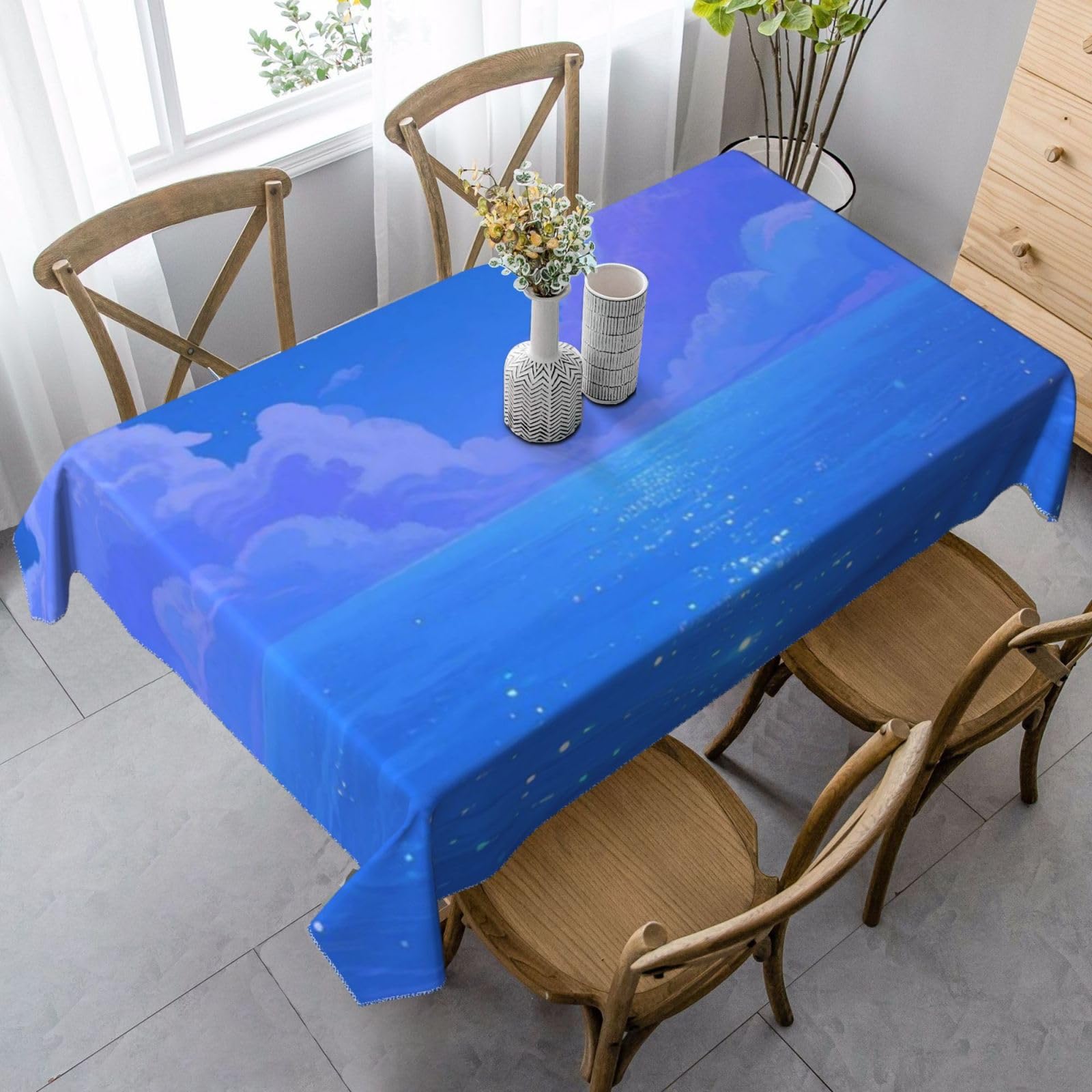 Fluorescent Sea Rectangle Tablecloth 35x55 Inch, Washable Reusable Farmhouse Table Cloths Wrinkle Free And Spillproof Kitchen Dinning Table Cover For Party Wedding Picnic Home Decor Tablecloths