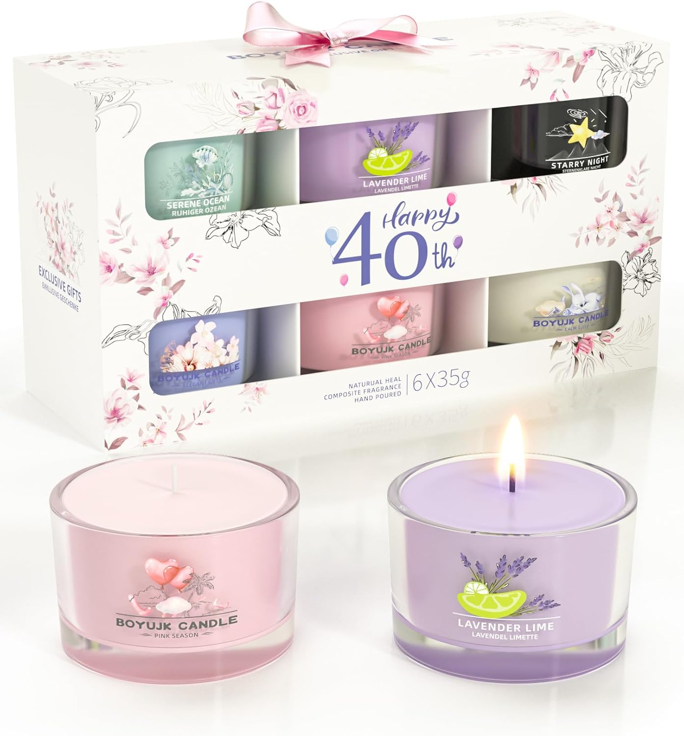 40th Birthday Gifts for Women Scented Candles Gift Set for Anxiety