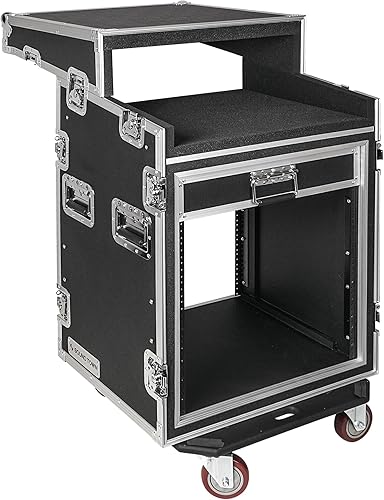 Miniatura 2 de Sound Town Shock Mount 12U ATA - Carcasa para rack con profundidad de 20 pulgadas, tapa mezcladora inclinada de 11U y ruedas, tamaño de 12 espacios,