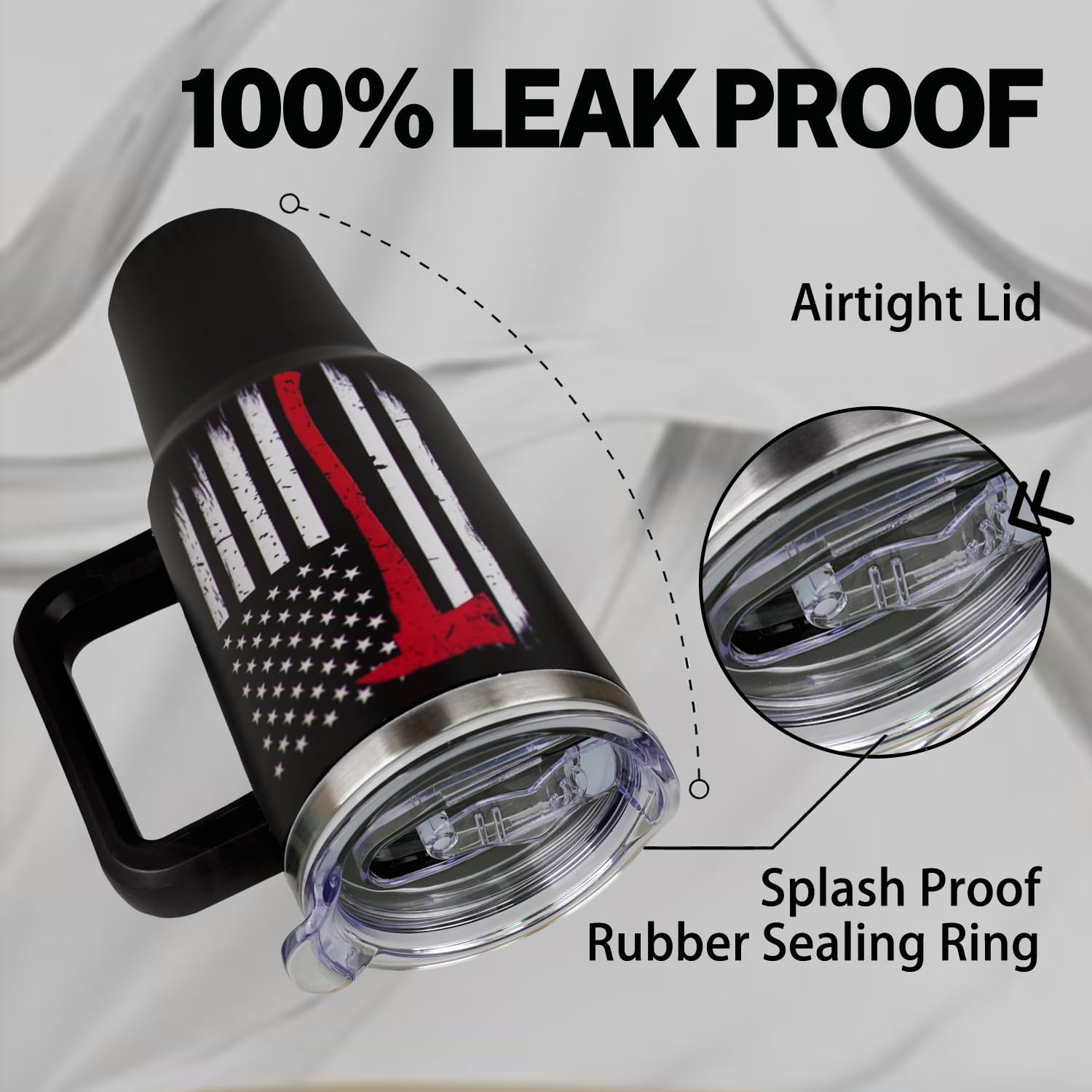 Firefighter Gifts for Men, Father's Day Gift Ideas, 40 oz Firefighter Tumbler with Handle and Straw, Reusable Stainless Steel Coffee Mug with Leak Proof, Fireman Gifts for Men - Image 2