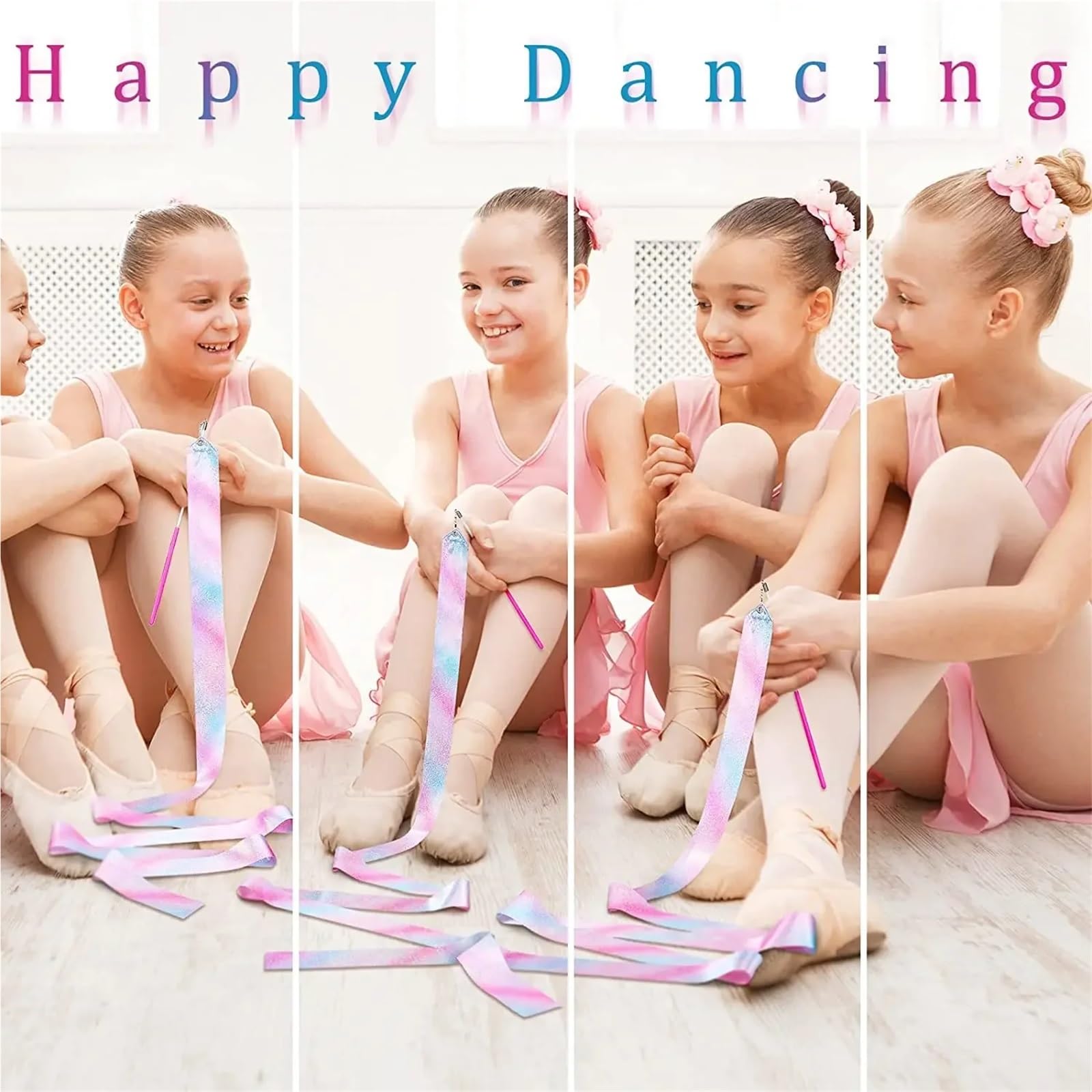 Wstążka gimnastyczna, 5/10 szt. Wielokolorowa wstążka do gimnastyki artystycznej 2/4M(5Pcs Pink,4M)