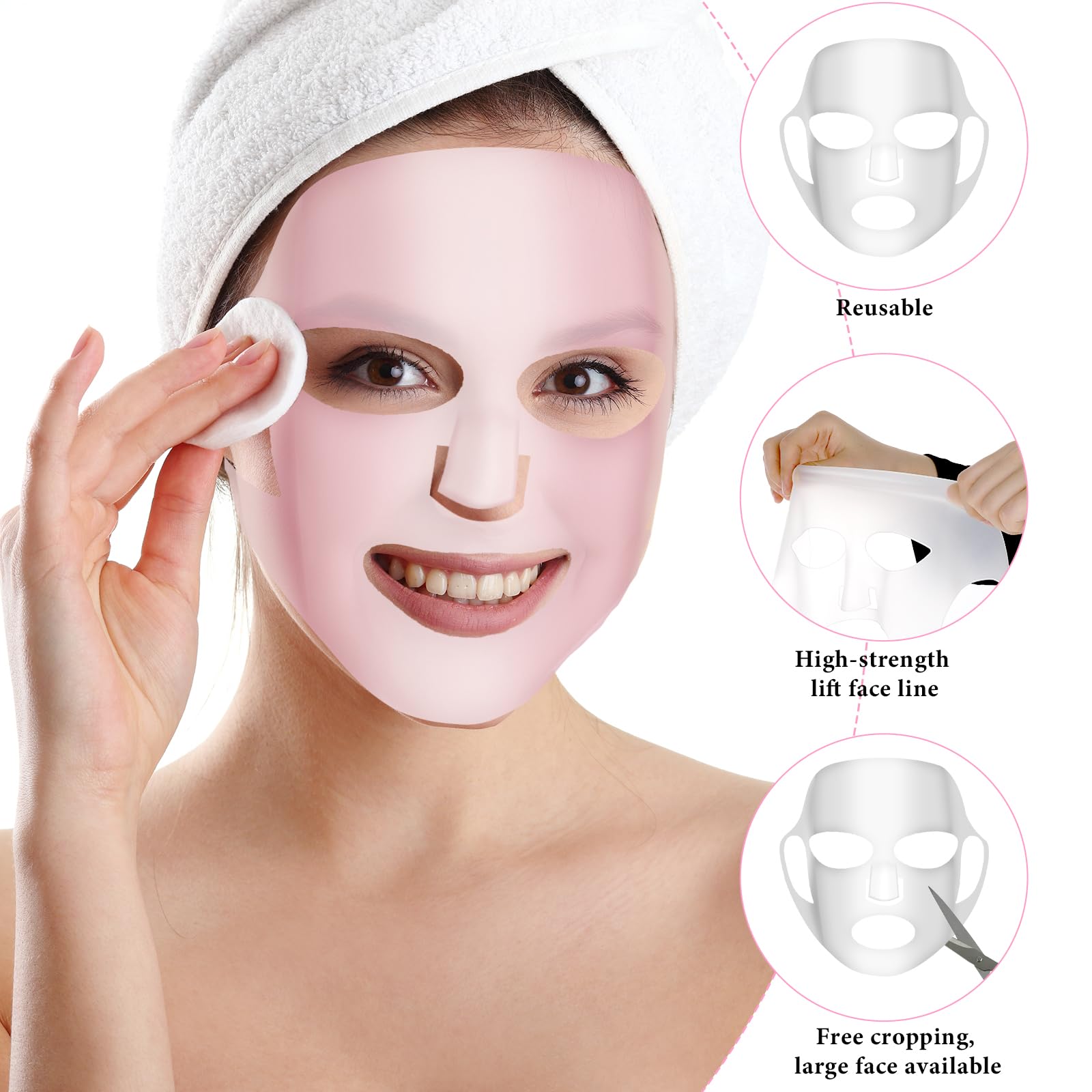 Qianyu 2 fogli copertura maschera facciale silicone riutilizzabile vapore viso idratante impermeabile 3D anti-rughe