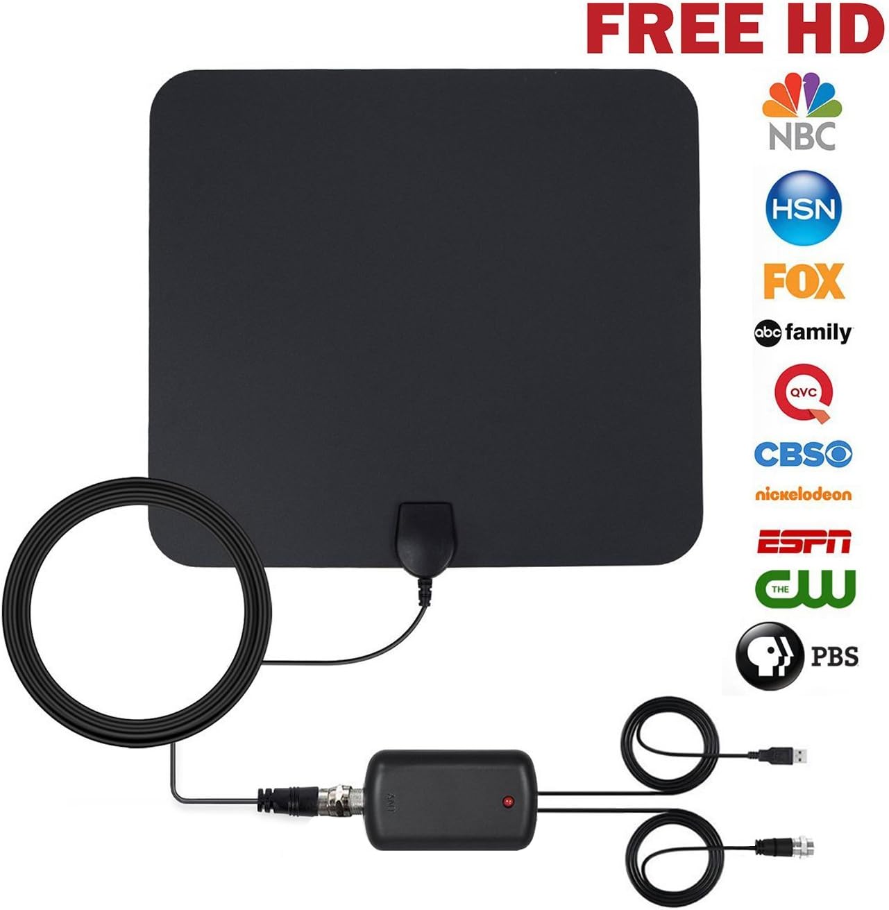 TV Antenna for Digital TV Indoor, GZDHJ HD Antenna 50 Mile Range Amplified HDTV Antenna 1080P with USB Powered Detachable Amplifier and 13FT Coax Cable – 2018 Newest Upgraded Version Better Reception