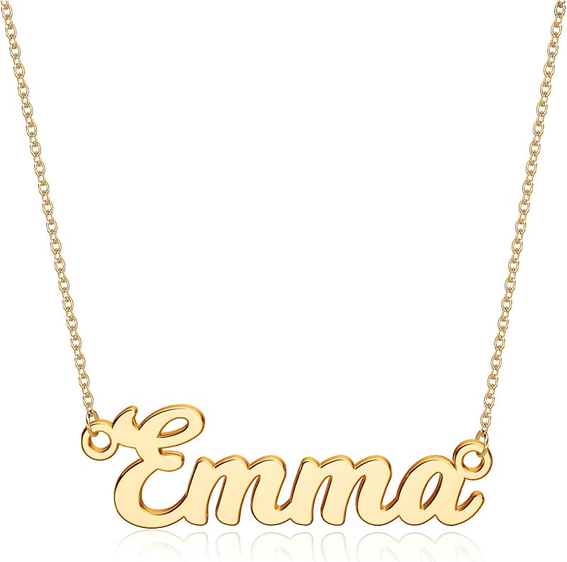 Ursteel Collar con nombre personalizado, chapado en oro de 14 quilates, collar con nombre personalizado, collar con placa de nombre, joyería, regalos personalizados para mujeres