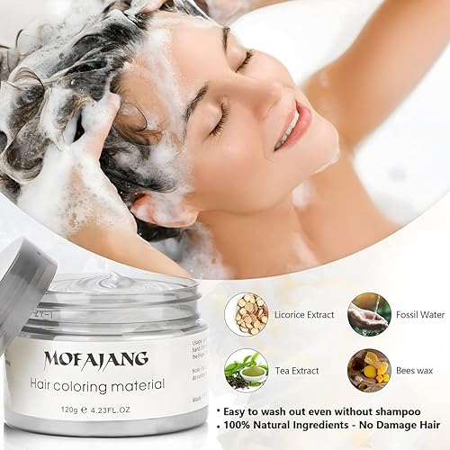 Miniatura 7 de ZENTANMEI Cera temporal para el cabello, color de cera para el cabello, 4.23 onzas, cada cera neutra para el cabello, barro, mate, definición de