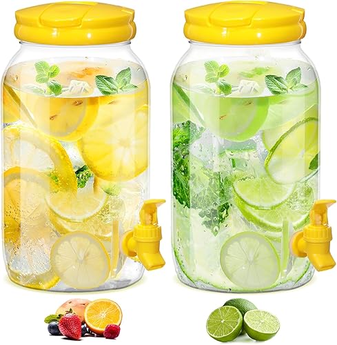 Miniatura 14 de Havawish 2 Piezas Dispensador de Bebidas de Plástico de 1 Galón con Grifo Transparente Dispensador de Bebidas de Cocina de Verano para Refrigerador