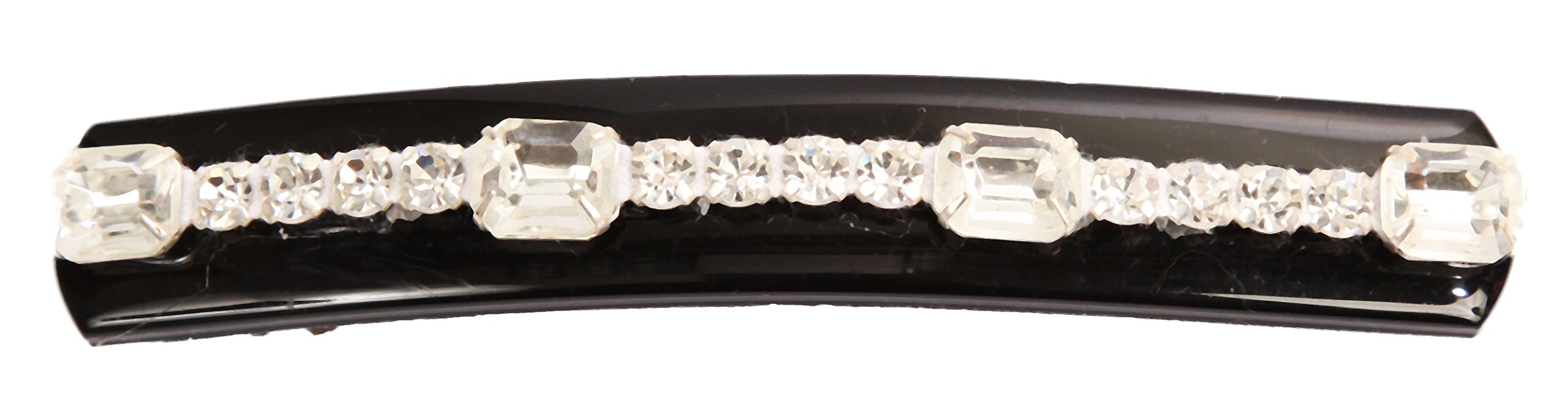 Caravan 0.5 oz X-Large Automatic Barrette Decorated with Swarovski Fancy Crystal Rhine Stone