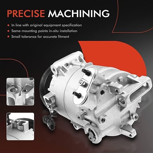 Miniatura 5 de A-Premium Compresor de aire acondicionado con embrague compatible con Chevrolet Equinox 2016-2017, Impala 2014-2015, Malibu 2013-2016, GMC Terrain