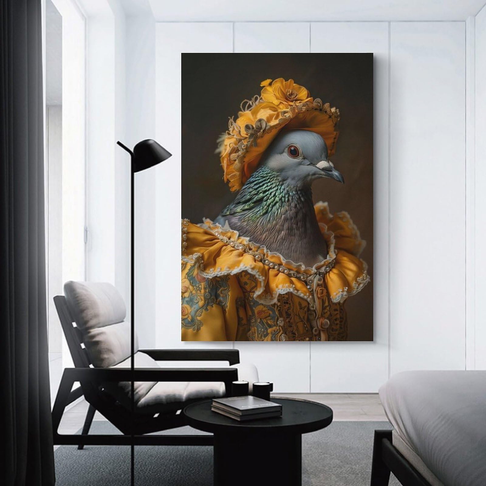 Junmoney Canvas Art Print Victorian Pigeon Portrait, 08x12inch(20x30cm), for Home Office, Desk Area Or Studio, Wall Art That Adds Style to Work Areas