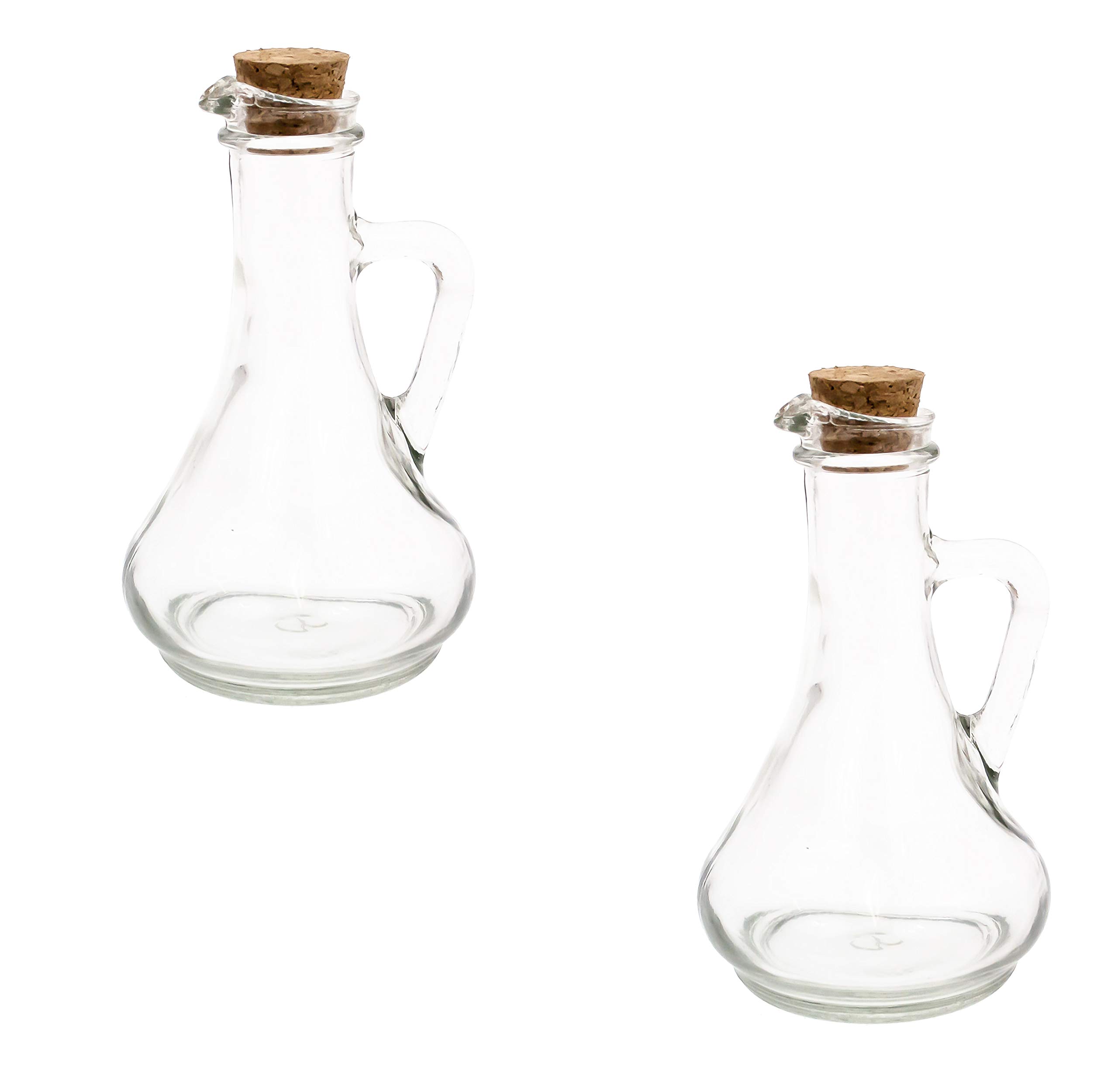 Glass 300ml Oil Balsamic Vinegar Dressing Dispenser Bottle with Cork Stopper (Set of 2)