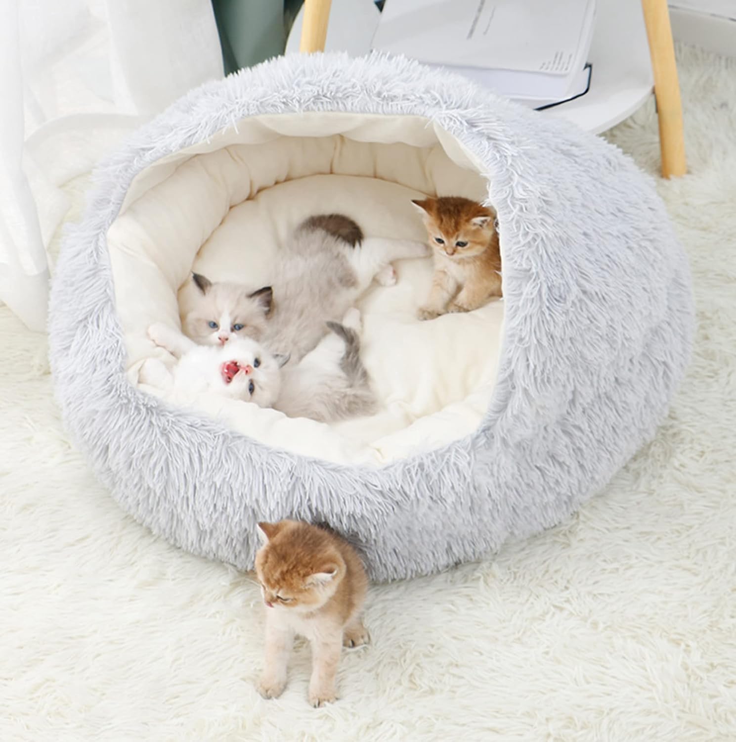 AZOD Cat Bed,Calming Small Dog Bed, Indoor Cat Puppy Sleeping Faux Fur Warm Soft Plush Donut Cuddler Pet Bed, Non-Slip Bottom Cat Cushion Cave Bed,Machine Washable (B0CK4JVTT5) Amazon Price History, Amazon Price Tracker