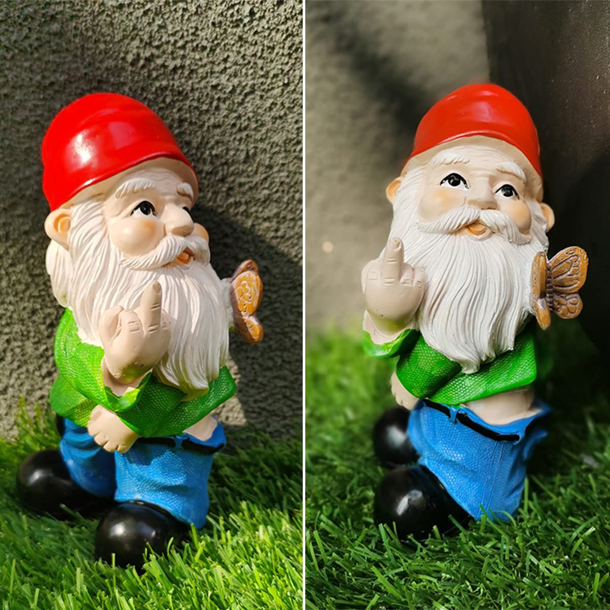 BQMLA Funny Garden Gnome Naughty Gnomes Statue Pants Down Dwarf