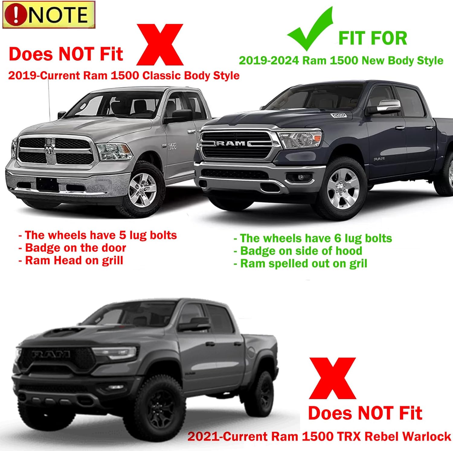 Mud Flaps for 2019 2020 2021 2022 2023 2024 RAM 1500 DT New Body Style Non-Classic Model/Only Fits W/o OEM Fender Flares/Not for 2025+/ Not for TRX Rebel Warlock/Mudflaps Splash Guards for Trucks