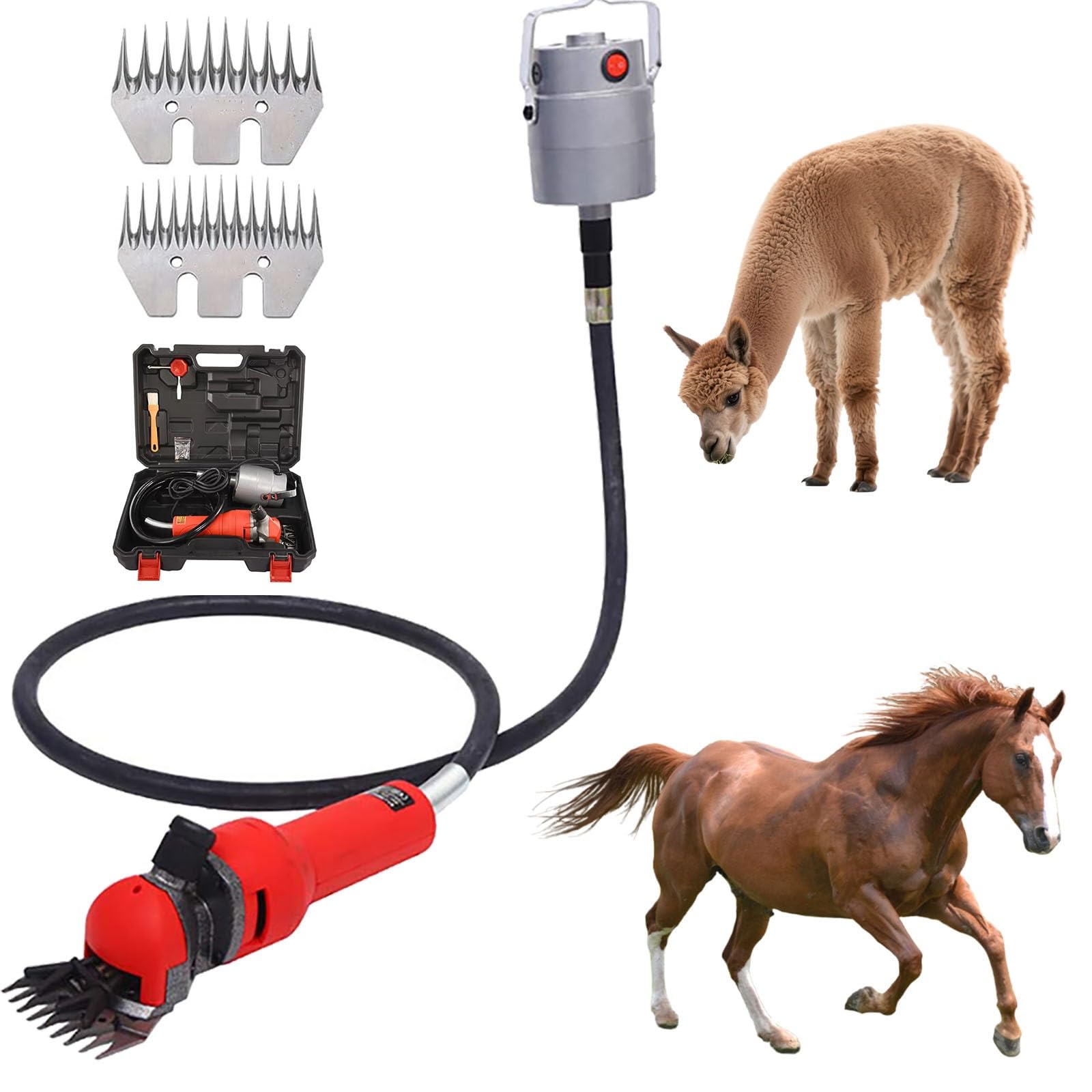 Esquiladora eléctrica de ovejas y cabras, cortadora ultraligera de 750W y tijeras de lana for uso agrícola, diseño portátil con caja de almacenamiento