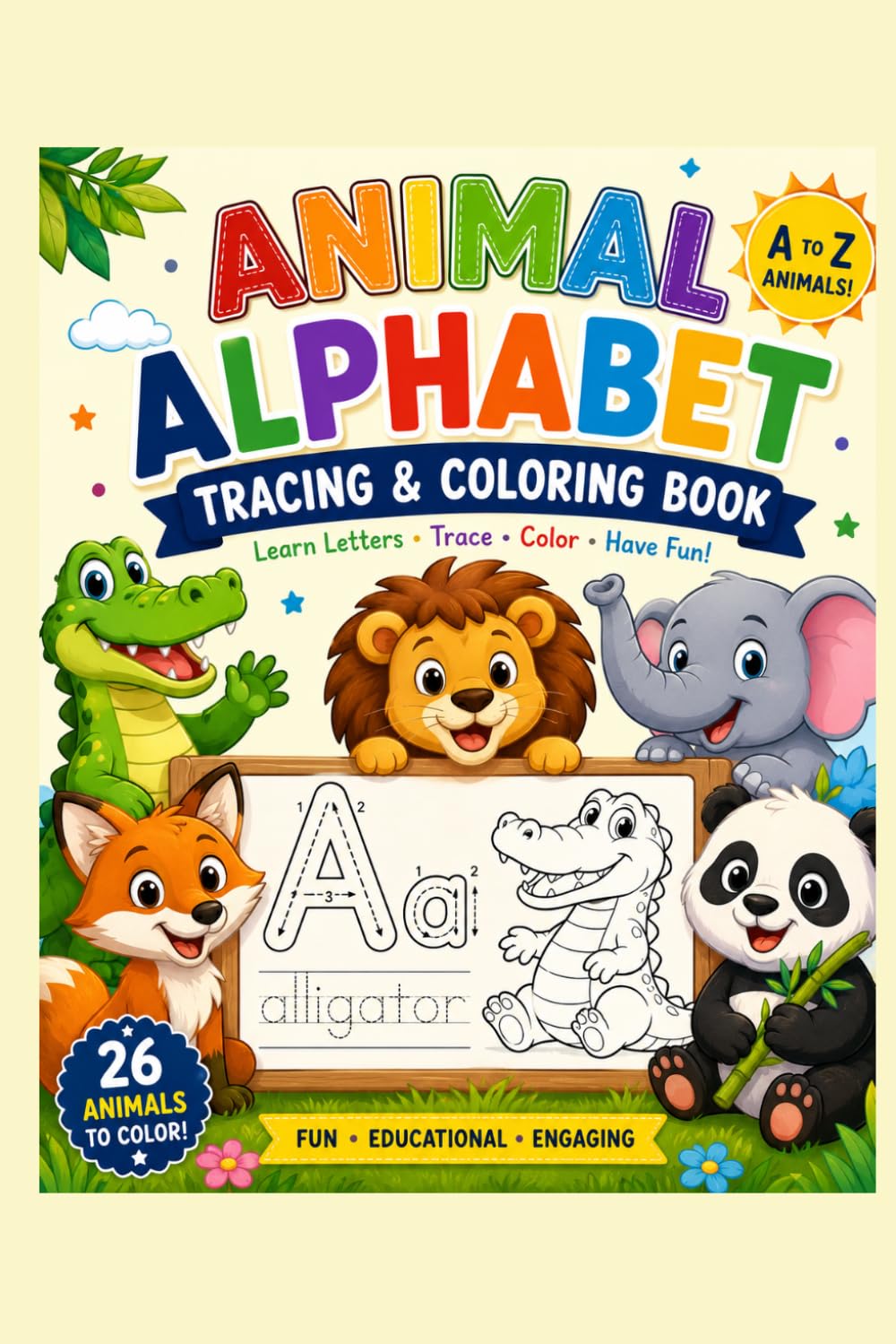 Animal Alphabet Tracing and Coloring Book