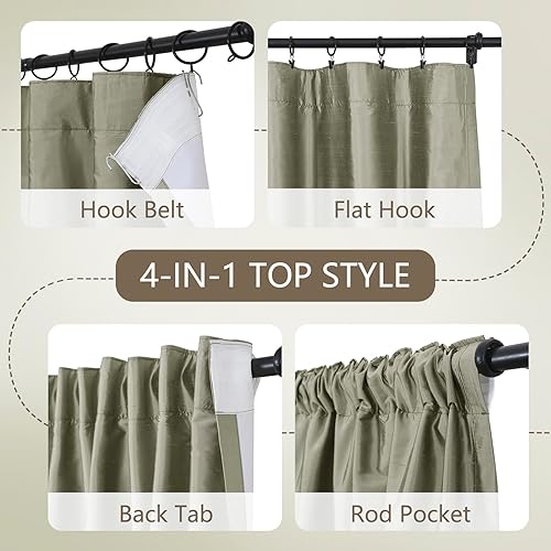 Miniatura 9 de ChadMade Cortina de seda Dupioni 100% filtrante de luz para dormitorio principal, elegante bolsillo para barra de cortina, pestaña trasera,