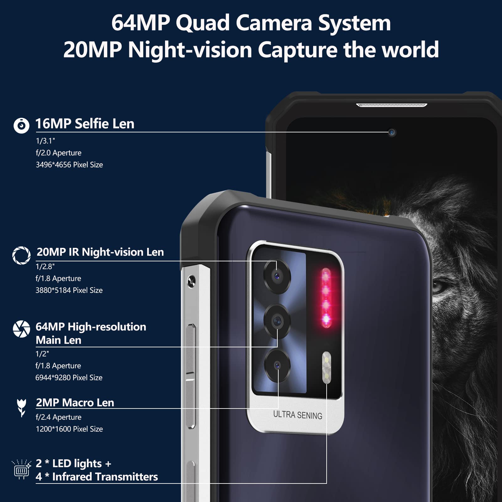 OUKITEL WP17 Rugged Smartphone 2022 - 8300mAh 8GB+128GB - Dettaglio
