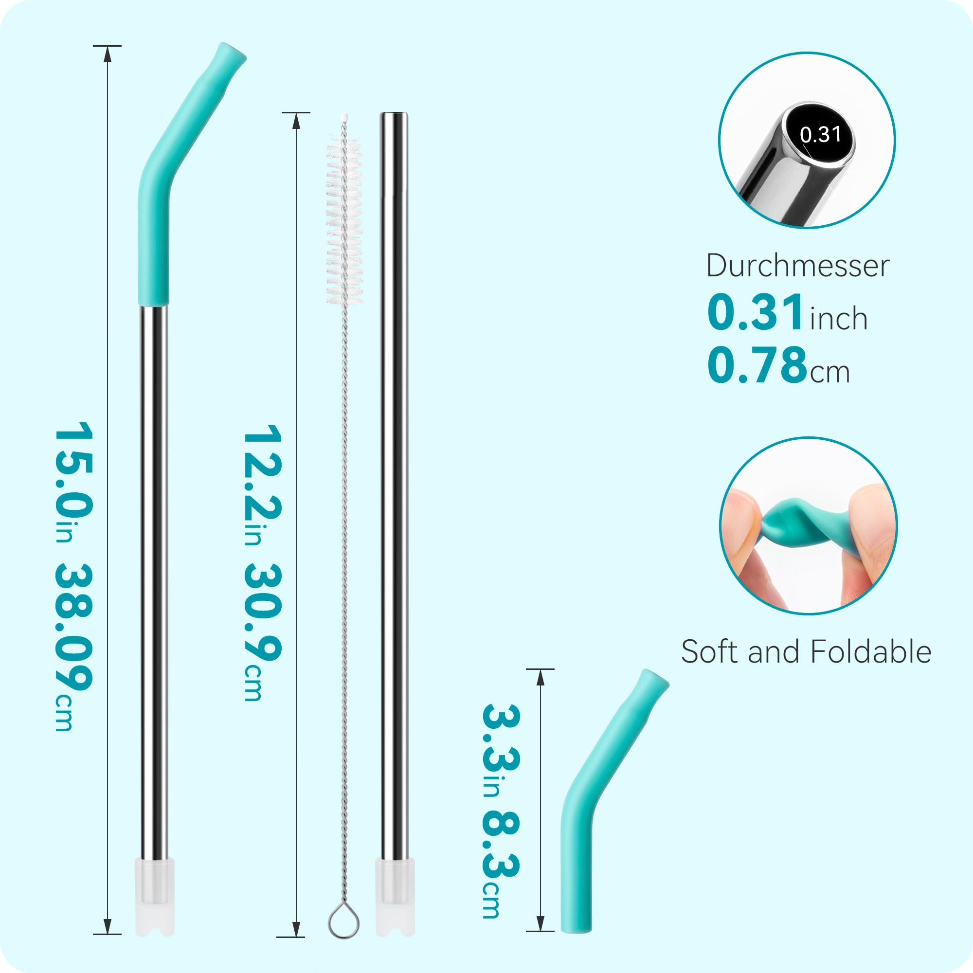 Lot De 4 Pailles En Acier Inoxydable Pour Gobelet Stanley