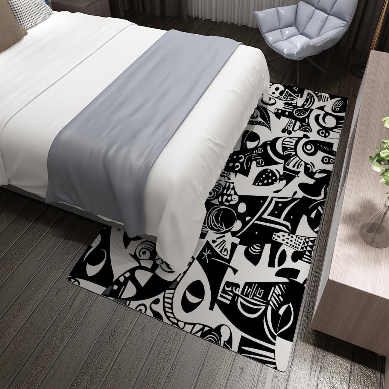 Czarno-białe dywaniki przemysłowe kubista dywan biurowy nadający się do prania w pralce dywan surrealizm nowoczesny minimalizm dywaniki wejściowe 140 x 200 cm